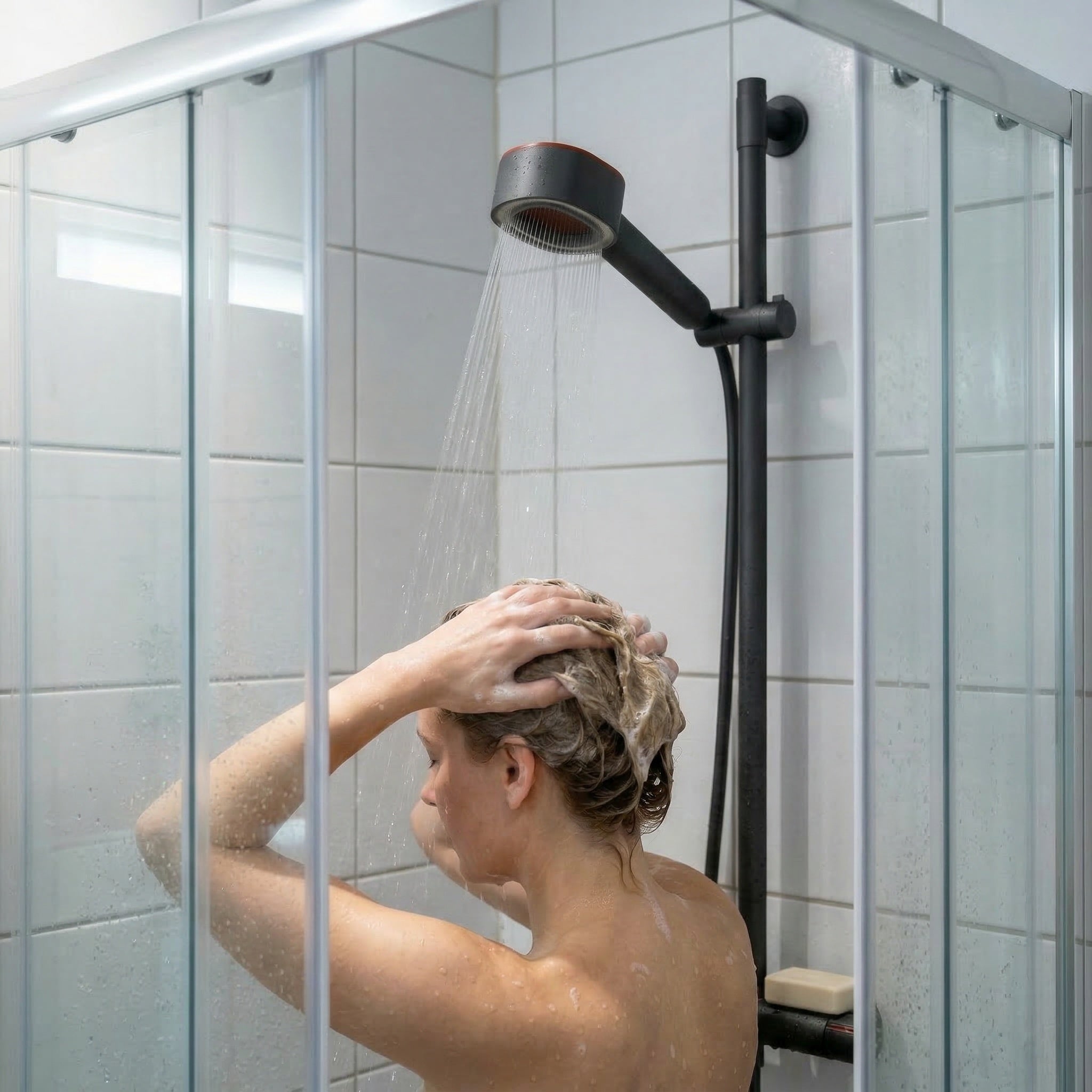 Puera shower head with limescale filter